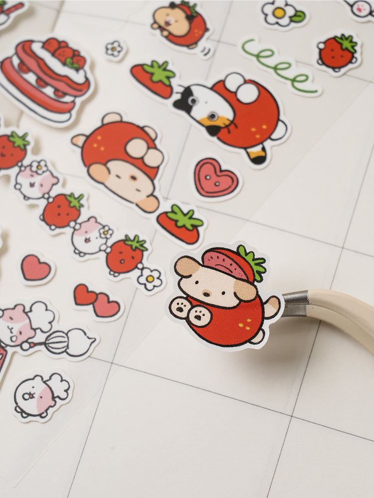 Fruit Hoppang & Yanggaeng Cat 3 Sheet Sticker Set by Daiso | Papertail Fox