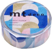Half circle washi tape by MT | pink and blue geometric pattern with gold foil | Papertail Fox