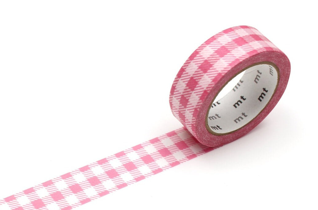 Stripe Gingham Check Pink Washi Tape by MT Tapes | Papertail Fox