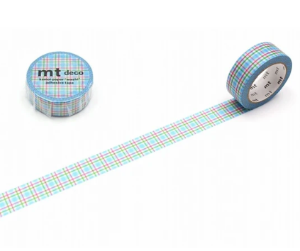 Colorful Gingham Check Blue Washi Tape | MT Tapes