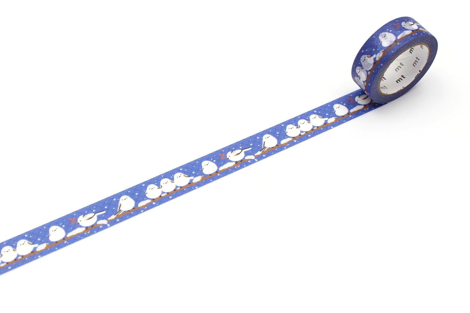 Shimaenaga snowy bird washi tape by MT | fluffy white birds on snowy branches | Papertail Fox