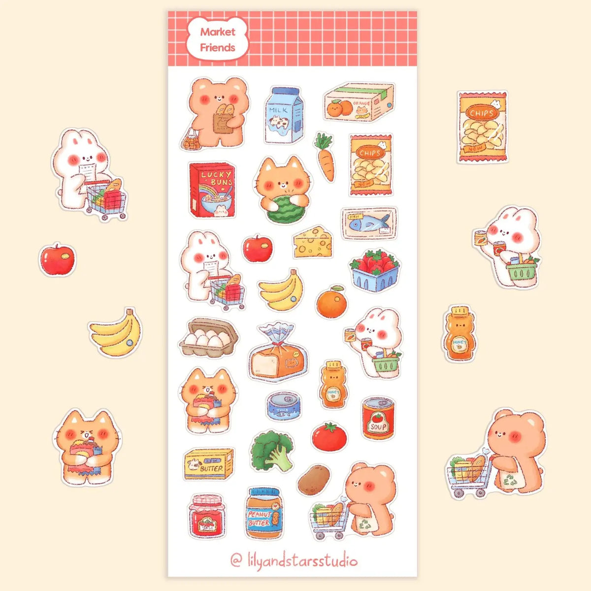 Market Friends Sticker Sheet | Lily and Stars Studio