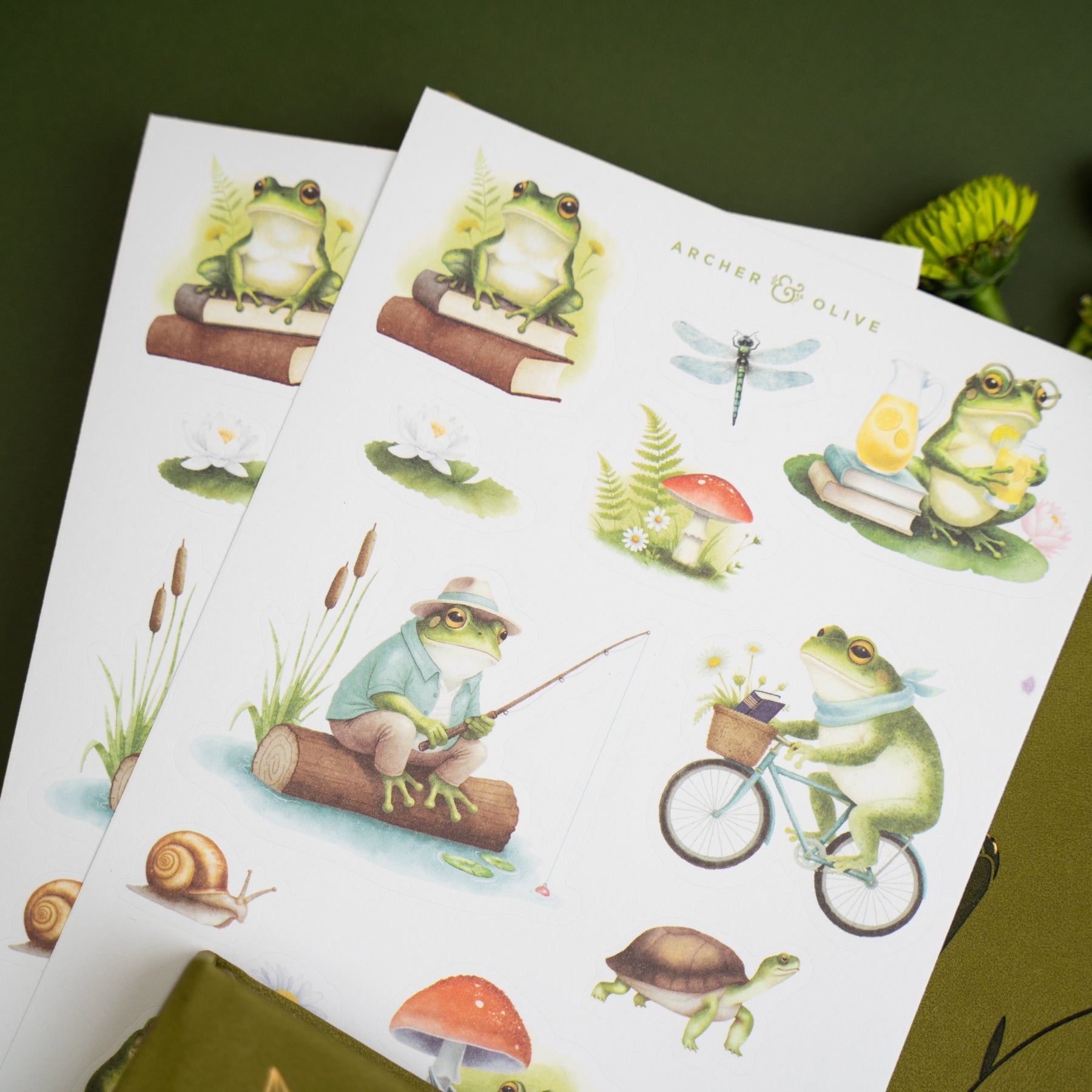 Literary Frog Sticker Sheet | Archer & Olive