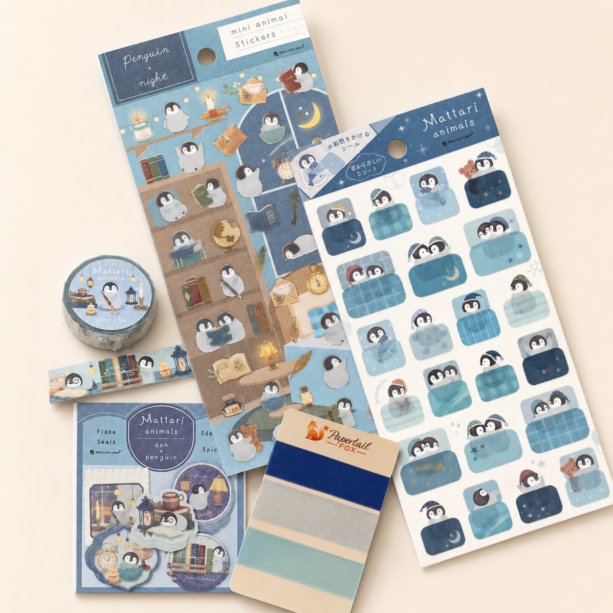 Penguin Night Sticker & Washi Kit | mocuan