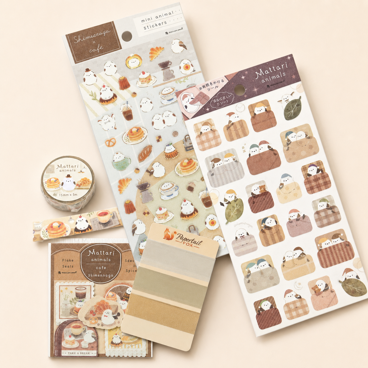 Shimaenaga Café Sticker & Washi Kit | mocuan