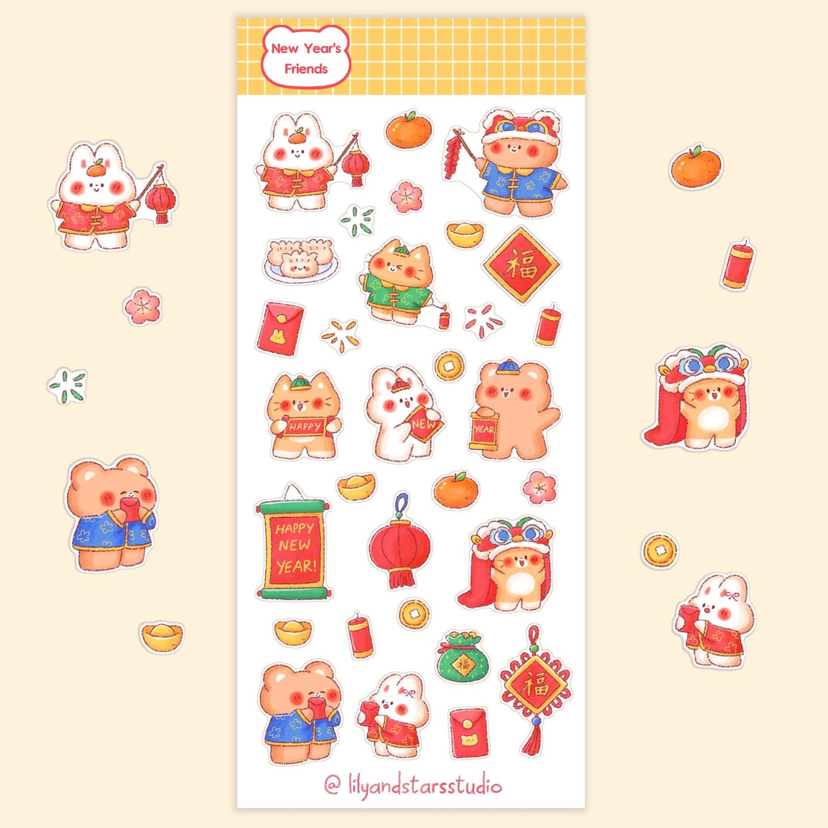 New Year's Friends Sticker Sheet | Lily and Stars Studio