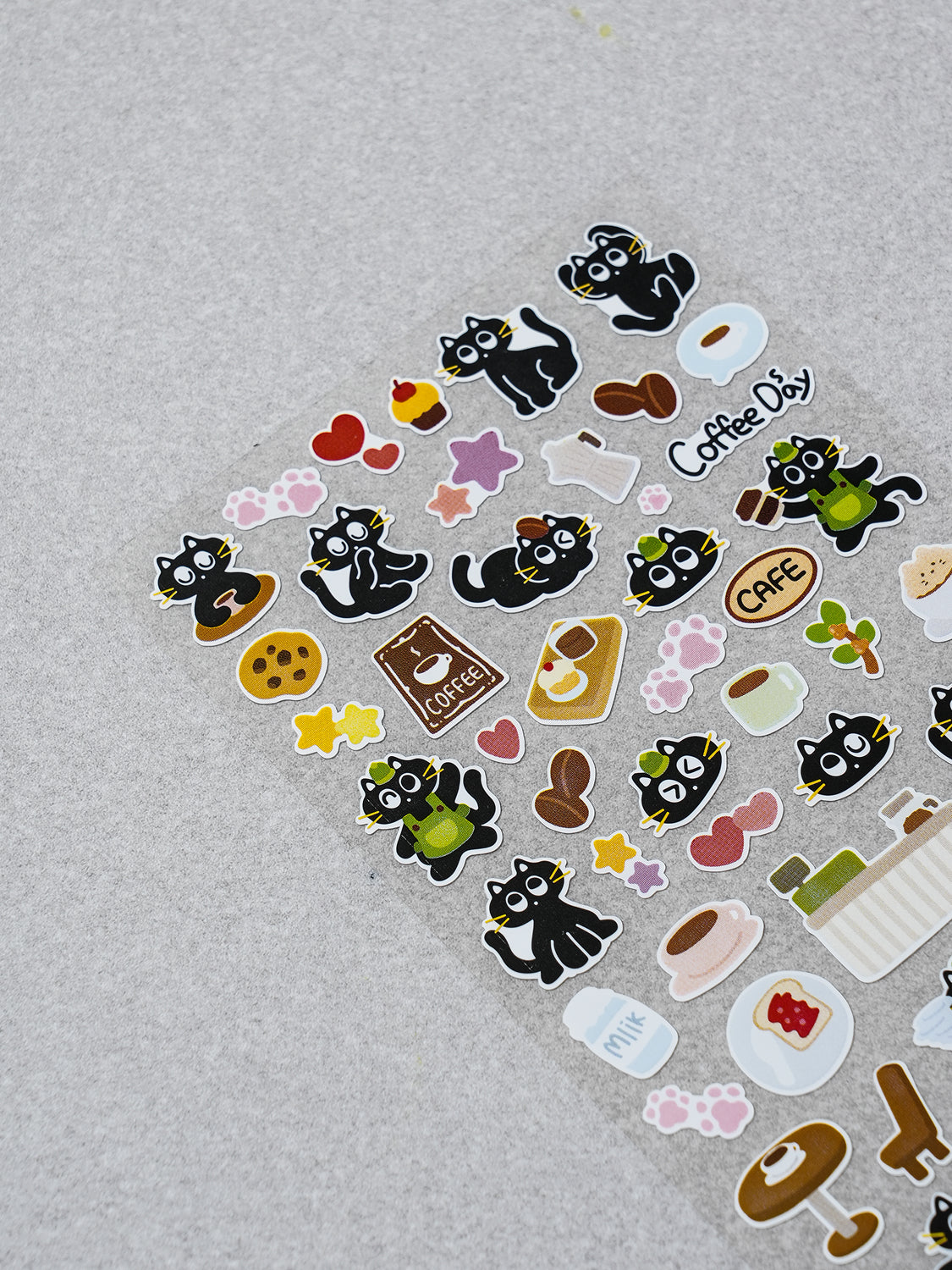 Black Cat Daily Life 4 Sheet Sticker Set by Daiso | Papertail Fox
