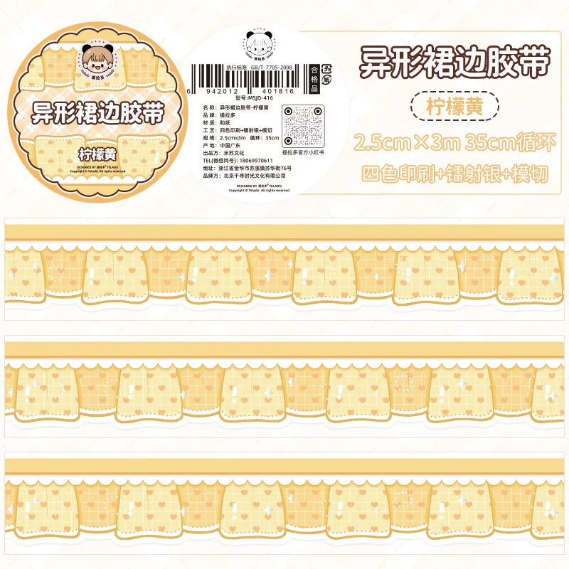 Bubble Cloud Lace Washi Tape, Lemon Yellow by Telado | Papertail Fox
