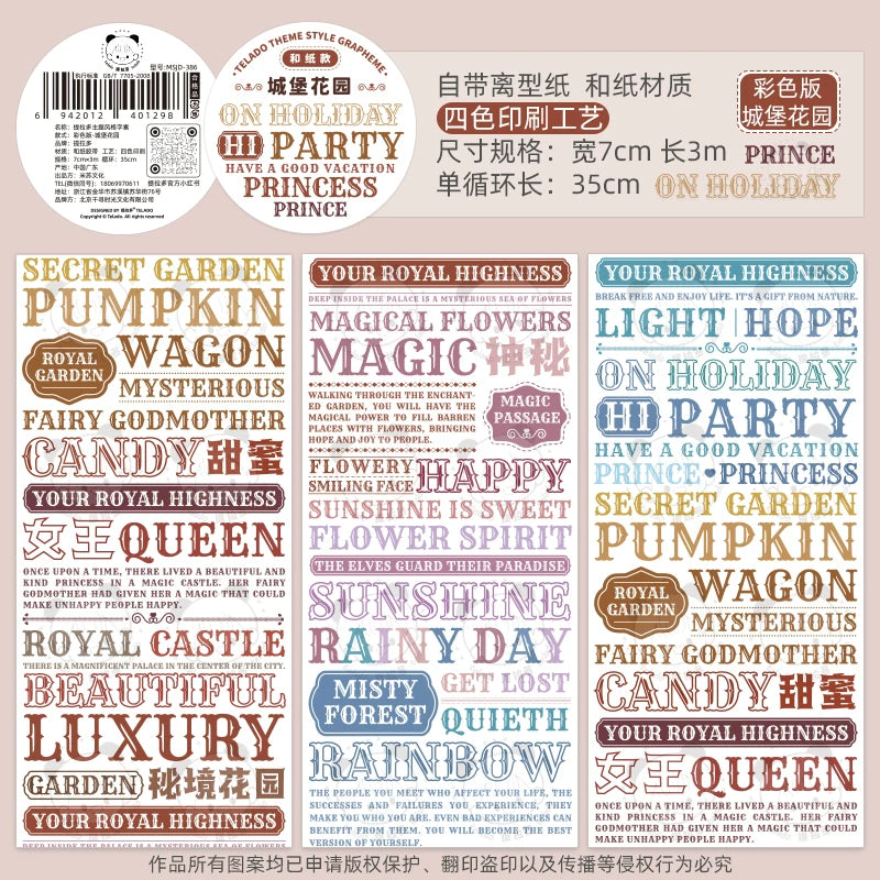 Theme Grapheme Text Tape, Castle Garden by Telado | Papertail Fox