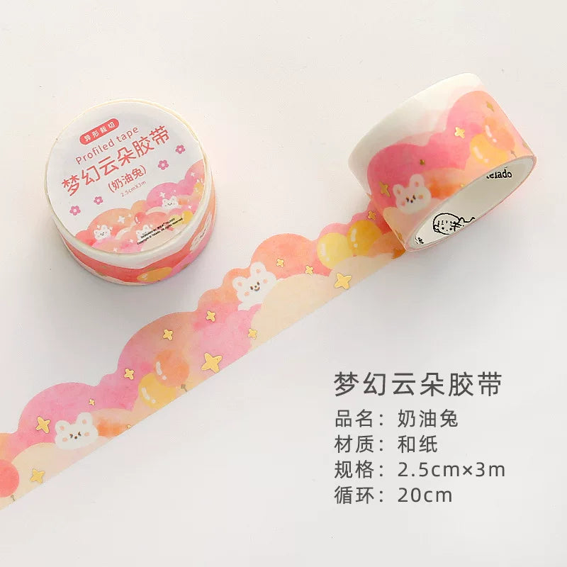 Bubble Cloud Lace Washi Tape, Cream Rabbit by Telado | Papertail Fox