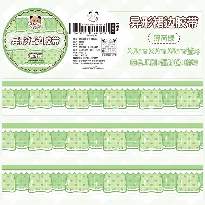 Bubble Cloud Lace Washi Tape, Mint Green by Telado | Papertail Fox