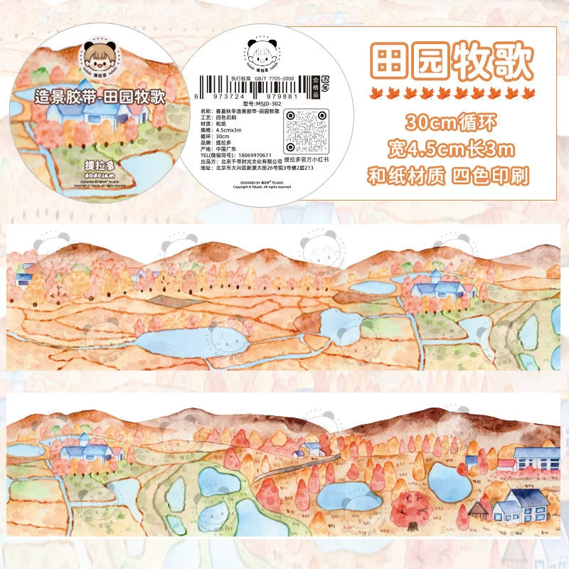 Landscape Scene Washi Tape, Pastoral Song by Telado | Papertail Fox
