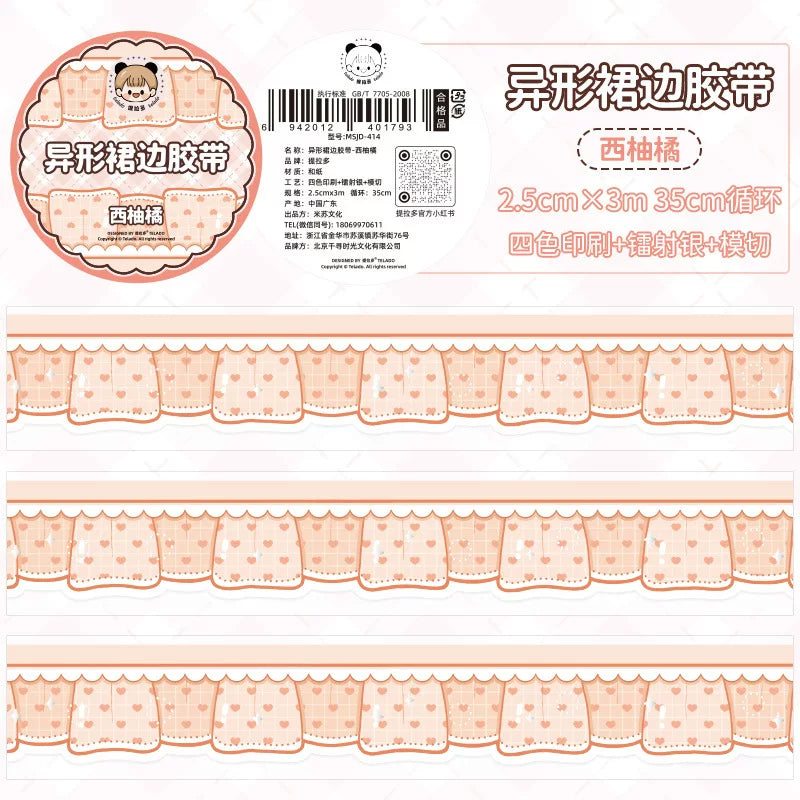 Bubble Cloud Lace Washi Tape, Grapefruit Orange by Telado | Papertail Fox