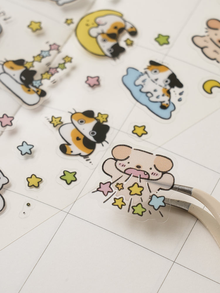 Star Hoppang & Yanggaeng Cat 3 Sheet Sticker Set by Daiso | Papertail Fox