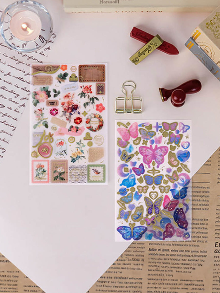 Vintage Gold Foil Deco 4 Sheet Sticker Set by Daiso | Papertail Fox