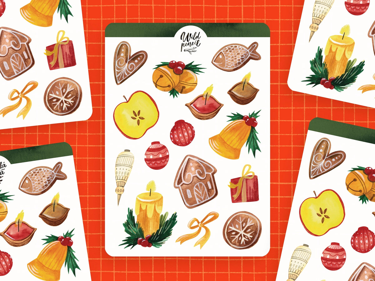 Christmas Gingerbread Sticker Sheet by Wild Pencil Studio | Papertail Fox