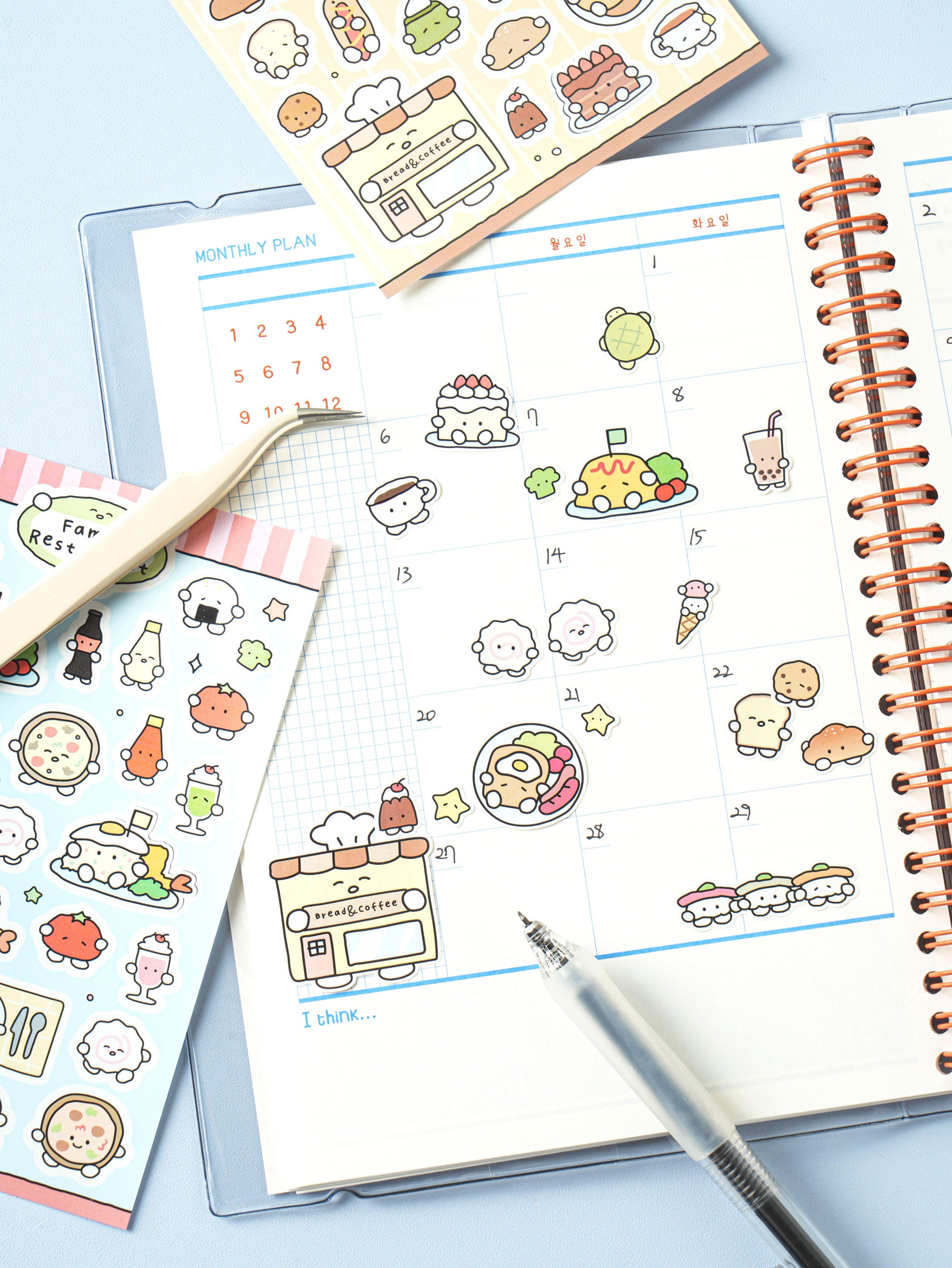 Restaurant & Bakery Cafe Food 4 Sheet Sticker Set by Daiso | Papertail Fox