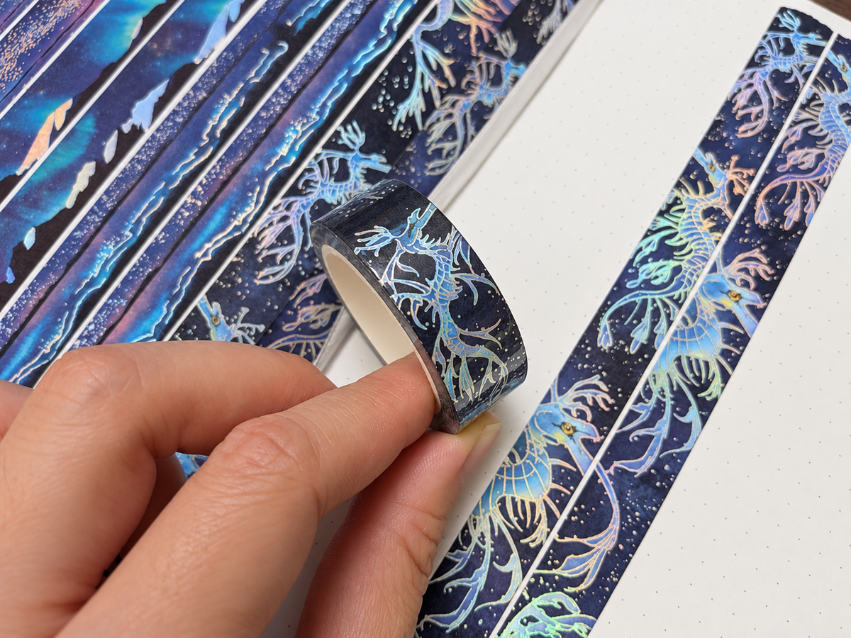 Holographic Leafy Sea Dragon Washi Tape | Adrian Sloth Art
