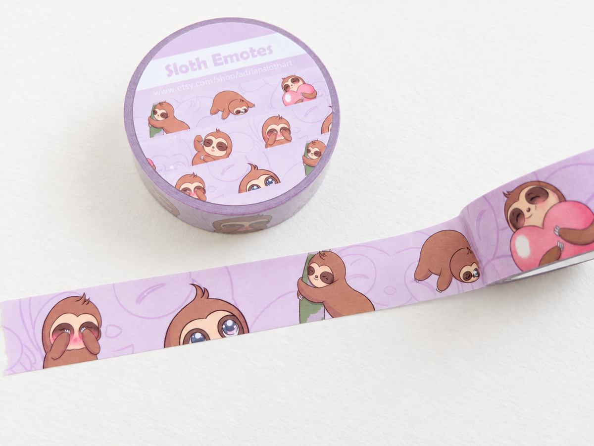 Kawaii Sloth Washi Tape | Adrian Sloth Art