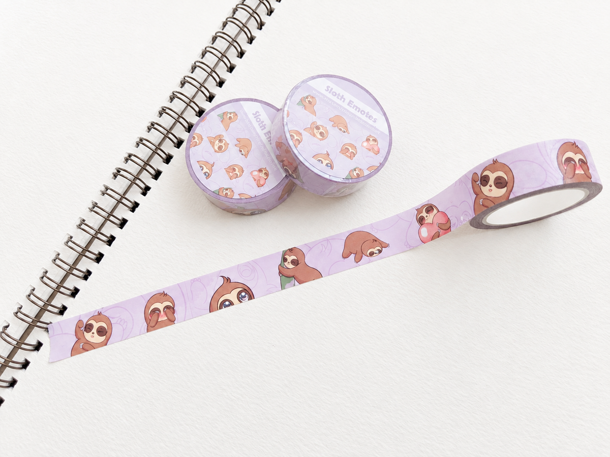 Kawaii Sloth Washi Tape | Adrian Sloth Art
