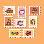 Autumn Foxes 16 Stamp Sticker Flake Set | Papertail Fox