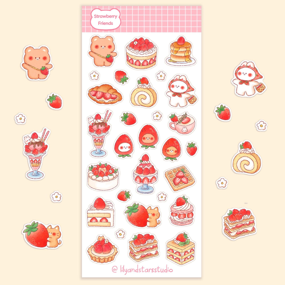 Strawberry Friends Sticker Sheet | Lily and Stars Studio