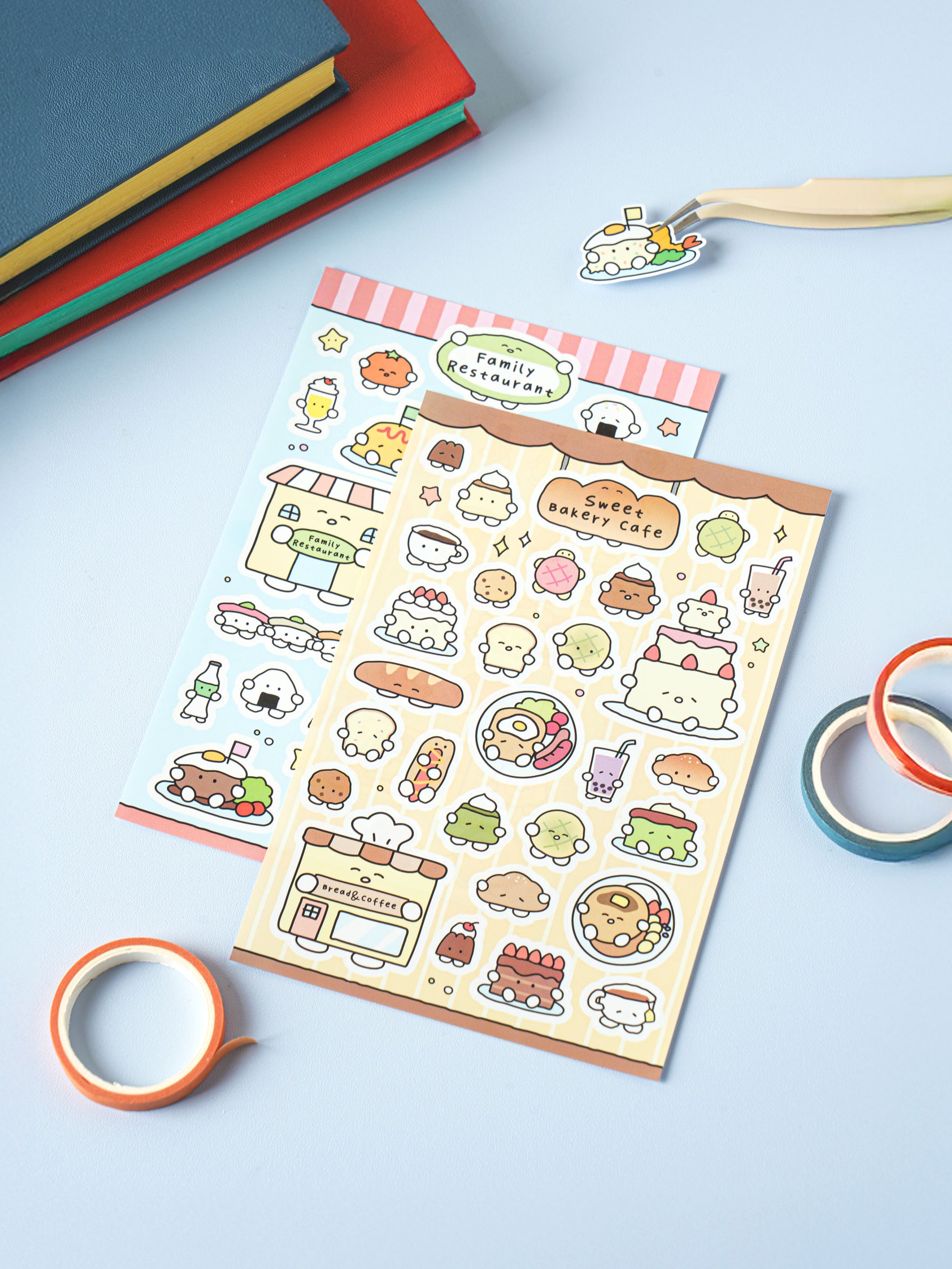 Restaurant & Bakery Cafe Food 4 Sheet Sticker Set by Daiso | Papertail Fox