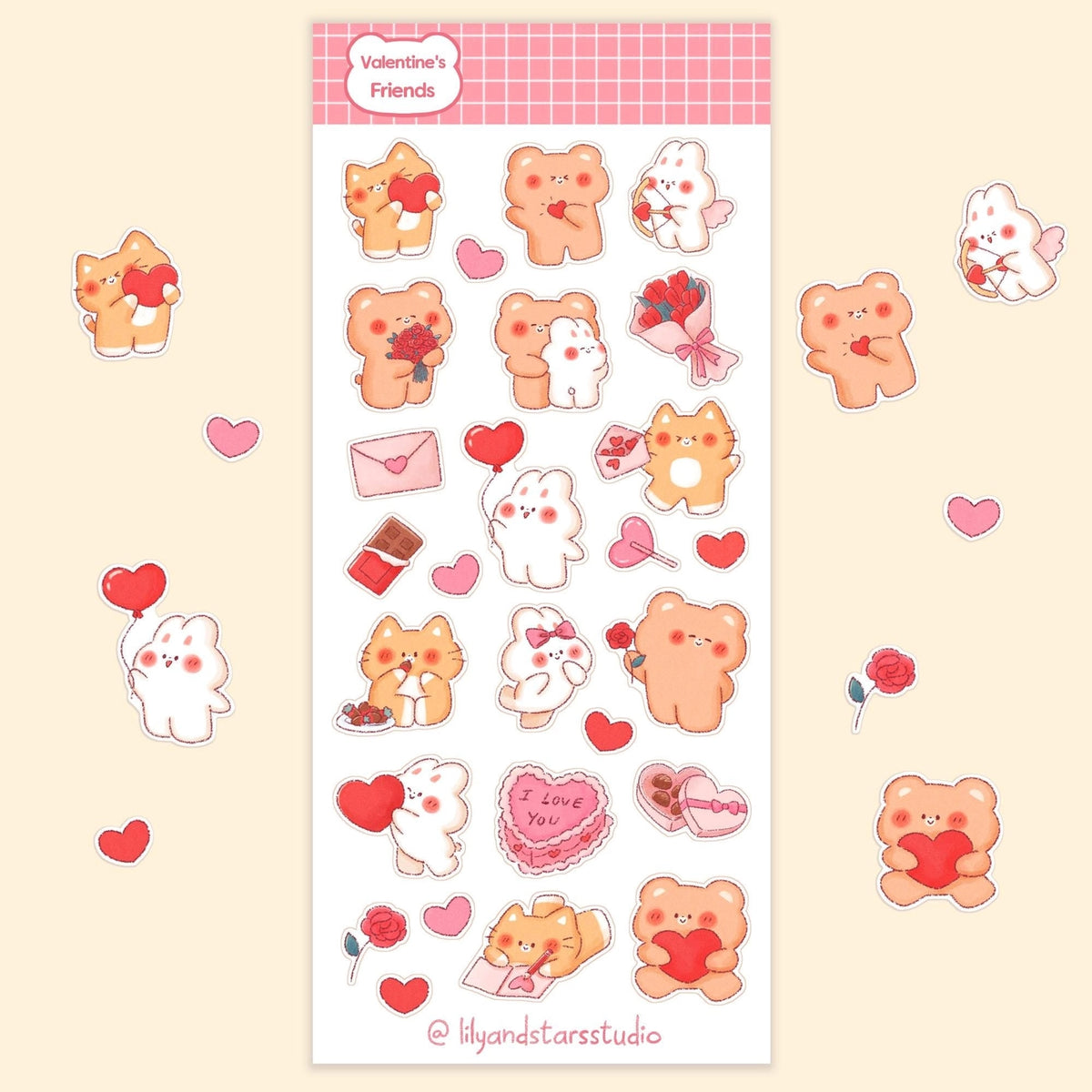 Valentine's Friends Sticker Sheet | Lily and Stars Studio