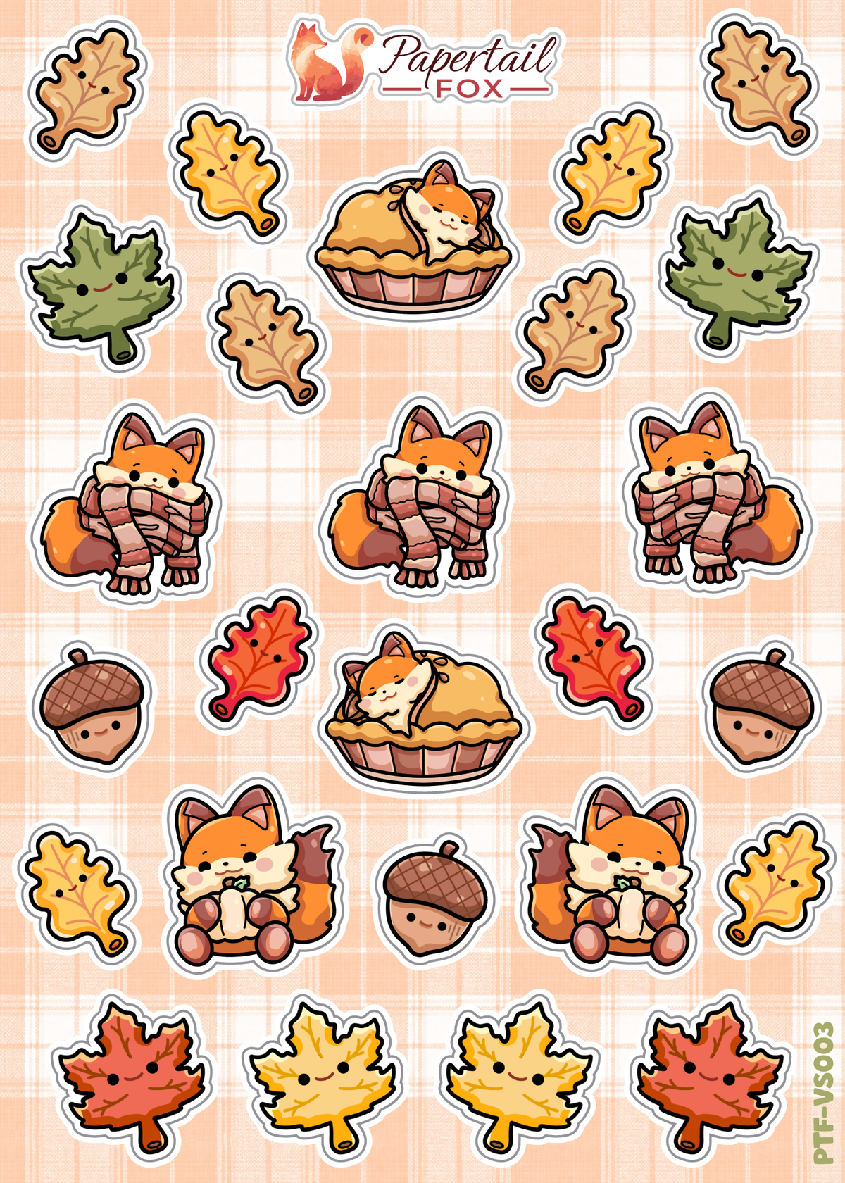 Autumn Foxes Journal Sticker Sheet | Papertail Fox