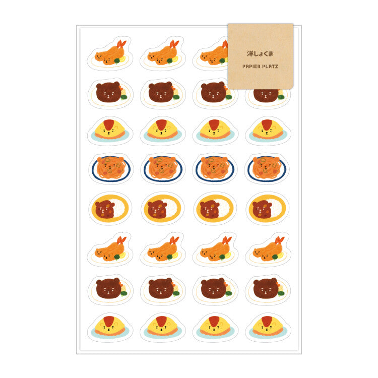 Western-Food Bear Kawaii Sticker Sheet by Aoyoshi | Papertail Fox