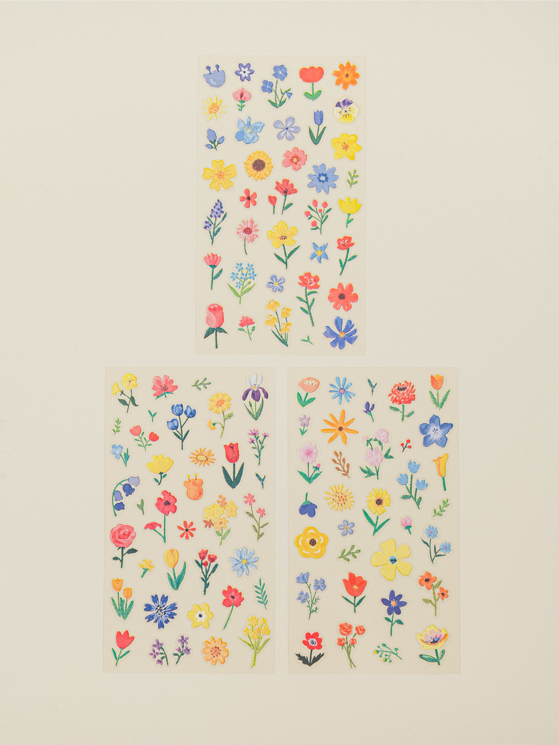 Watercolor Flower 3 Sheet Sticker Set by Daiso | Papertail Fox