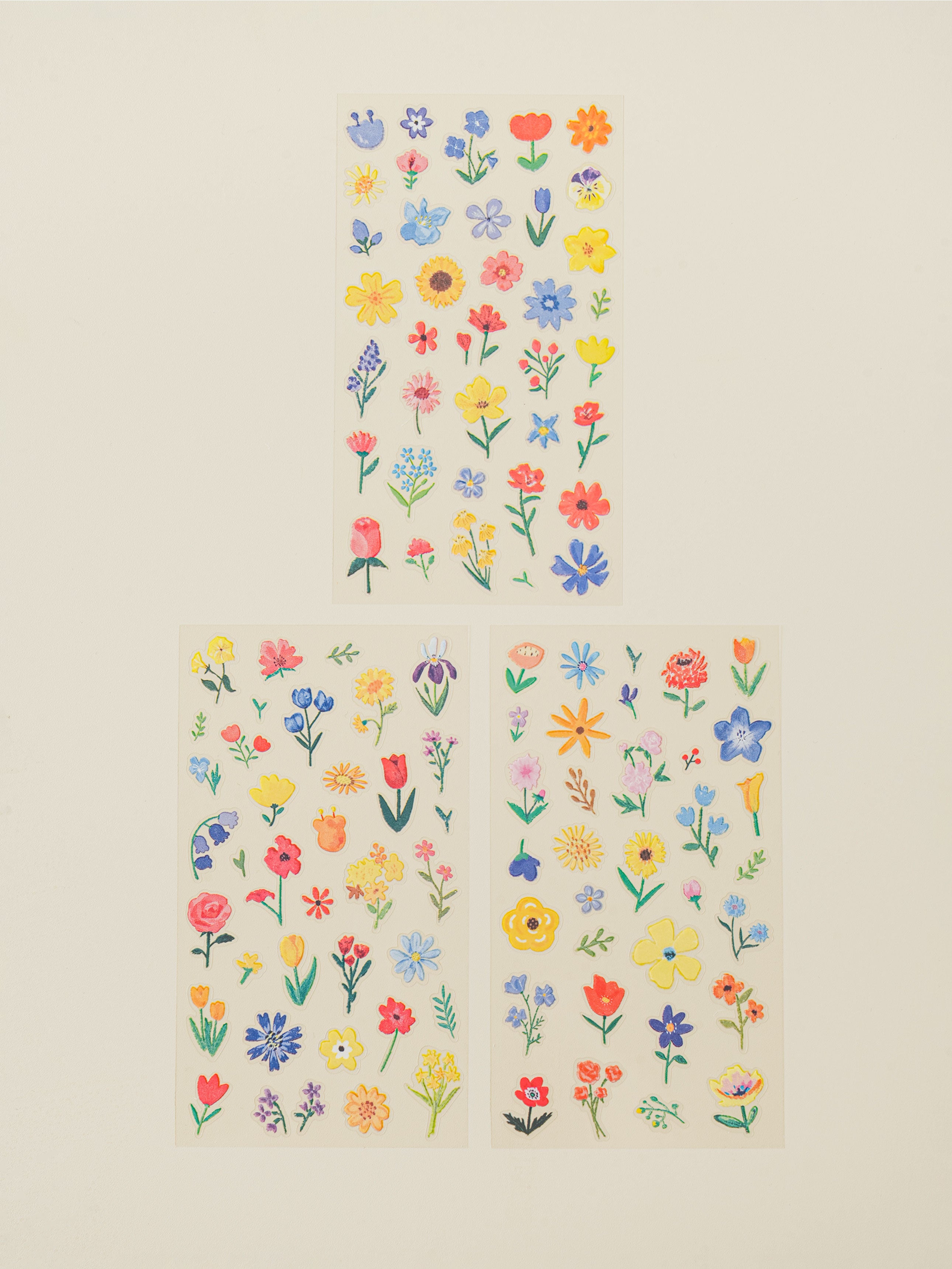 Watercolor Flower 3 Sheet Sticker Set by Daiso | Papertail Fox