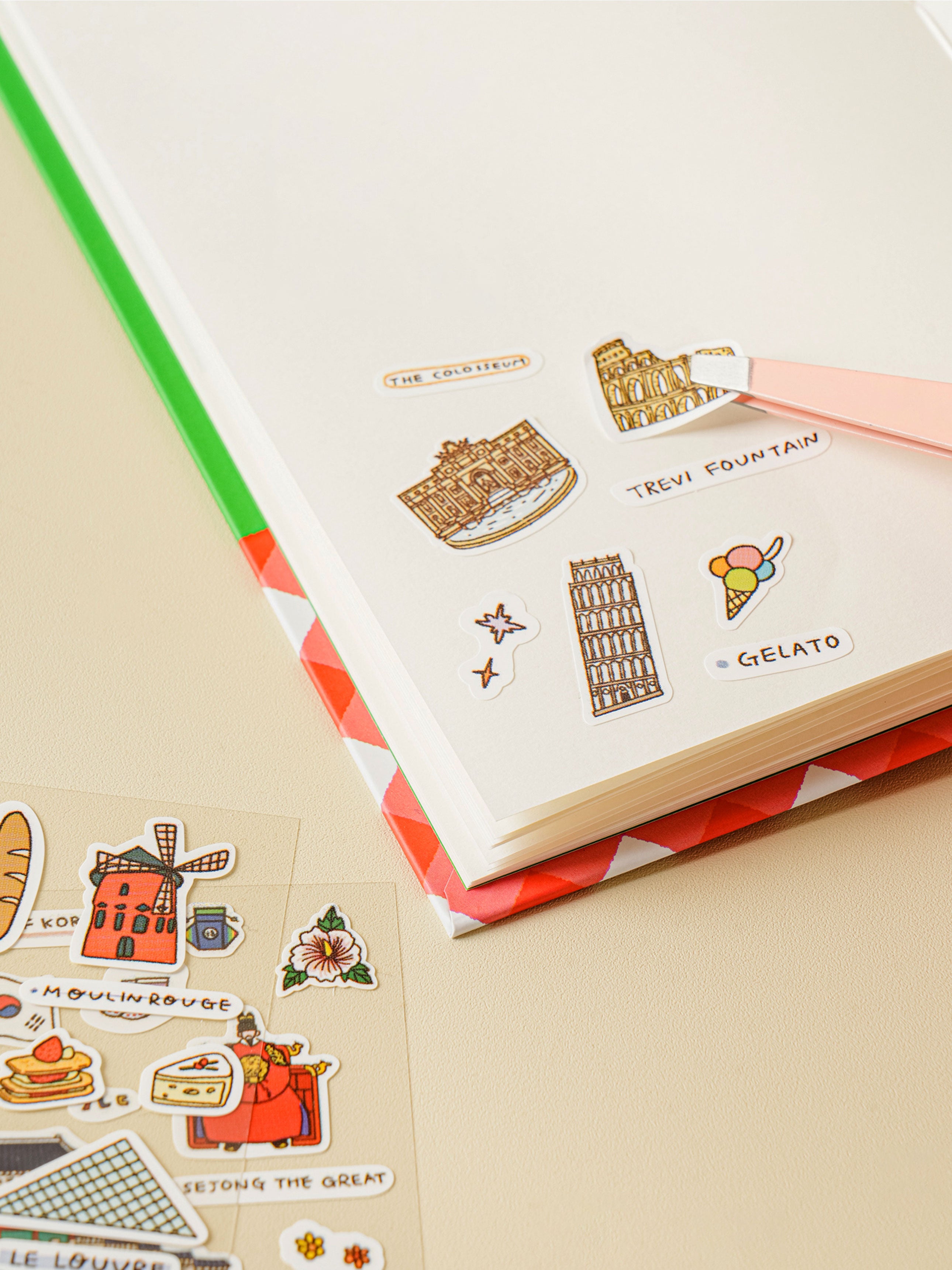 World Travel Landmark 4 Sheet Sticker Set by Daiso | Papertail Fox