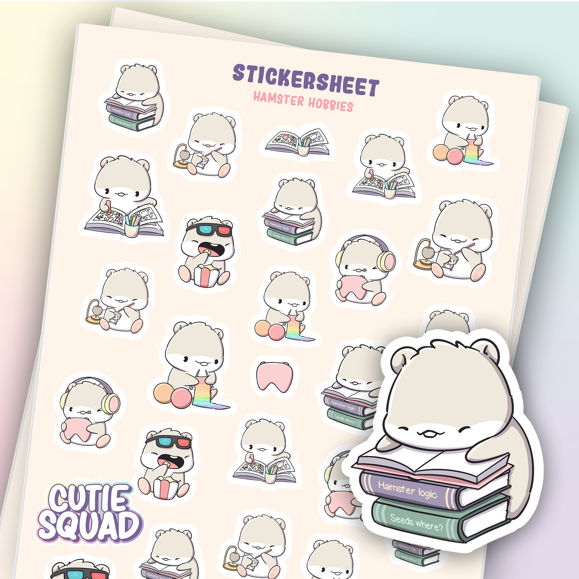 Hamster Hobbies Sticker Sheet | CutieSquad | Papertail Fox