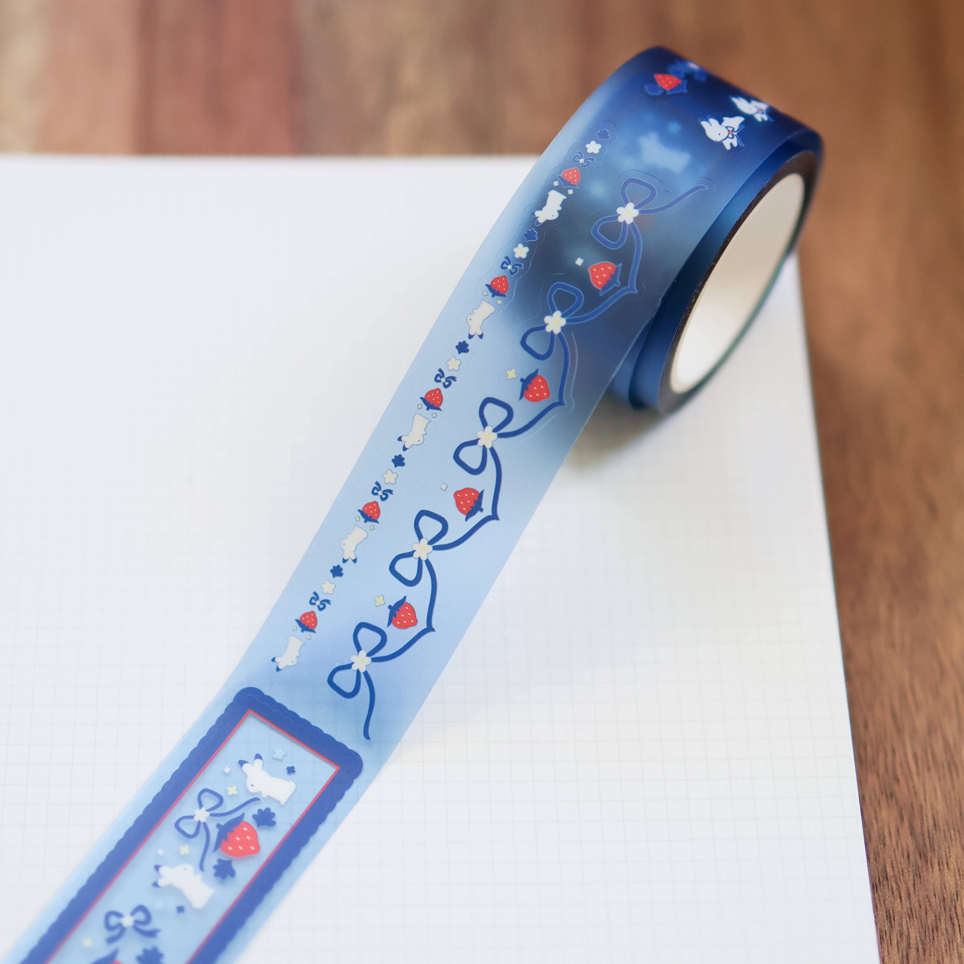 Thousand Skies Strawberry Bunnies PET Tape - 25mm Matte Finish