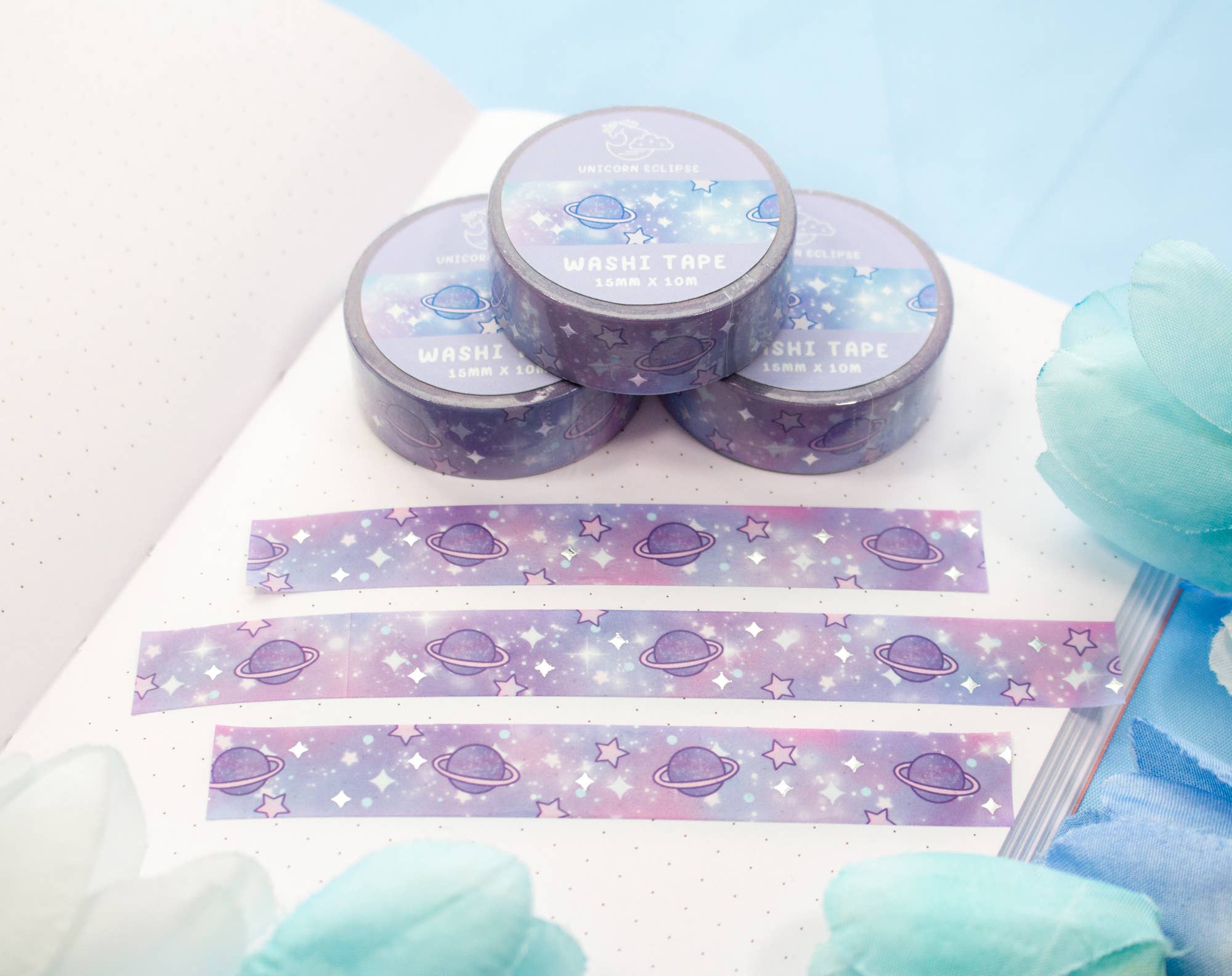 Blue Galaxy Silver Foil Washi Tape