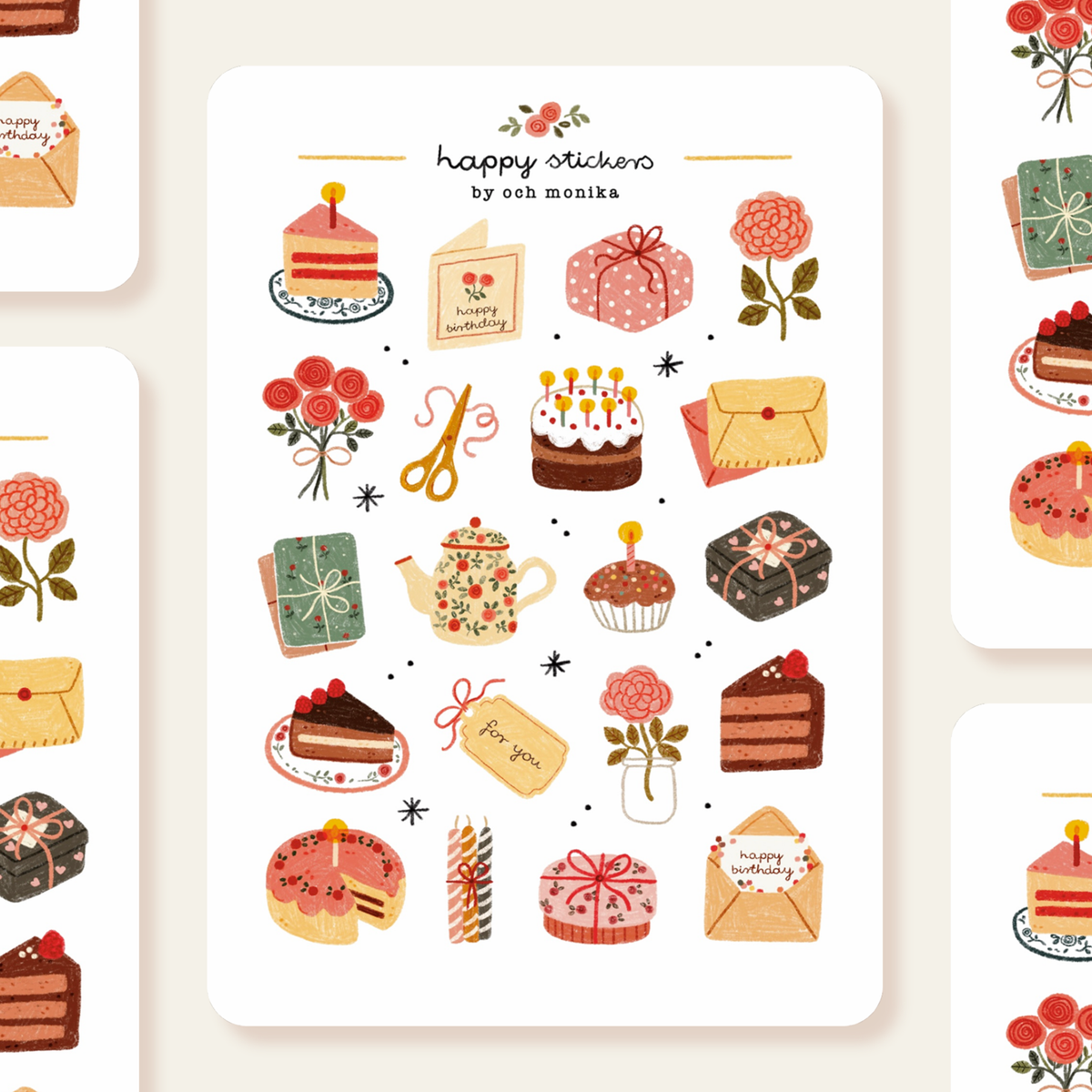 Sweet Birthday Sticker Sheet by Och Monika | Papertail Fox