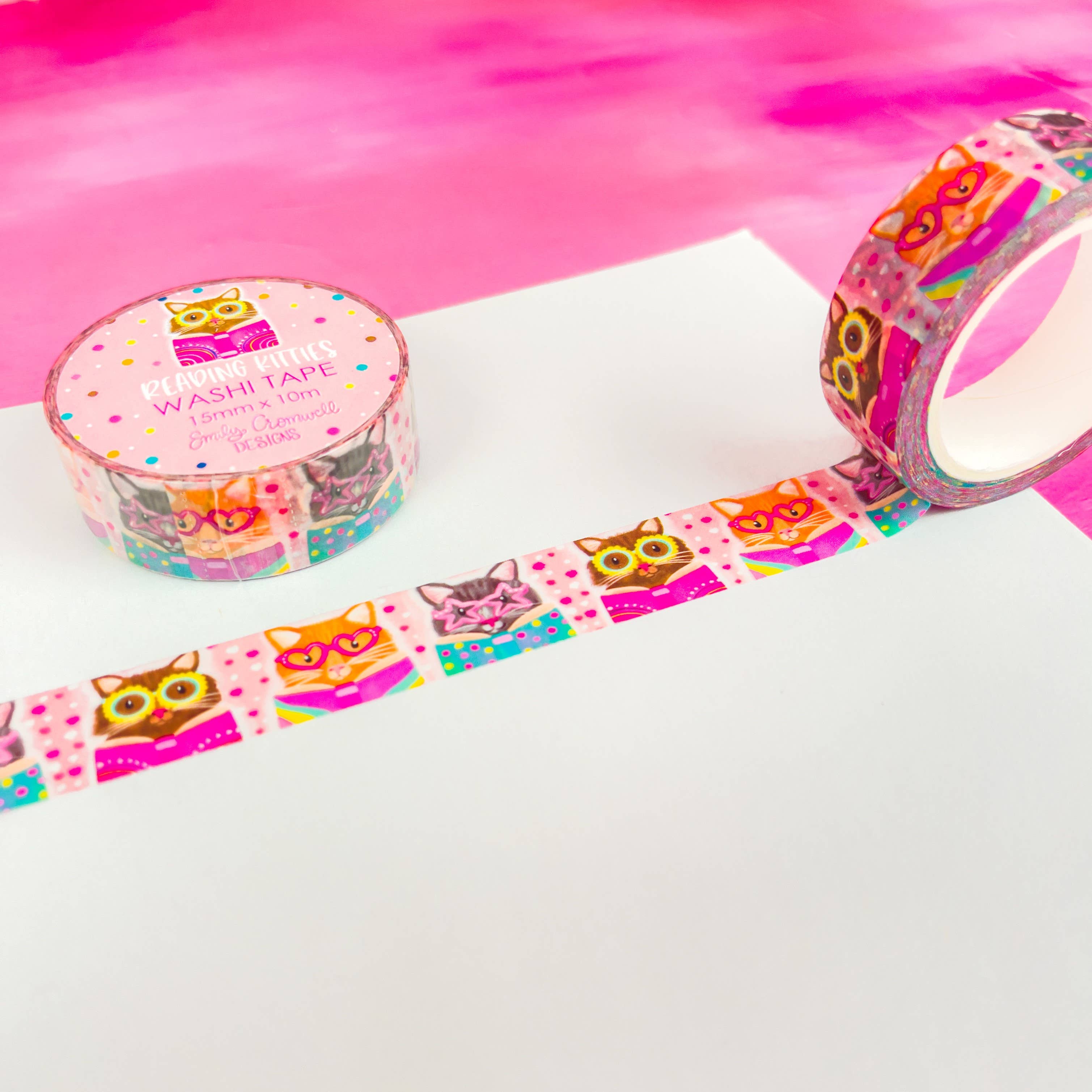 Reading Kitties Washi Tape | Emily Cromwell Designs