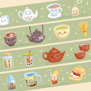 Teas & Tales Washi Tape by Yeppenny Doodles | Papertail Fox