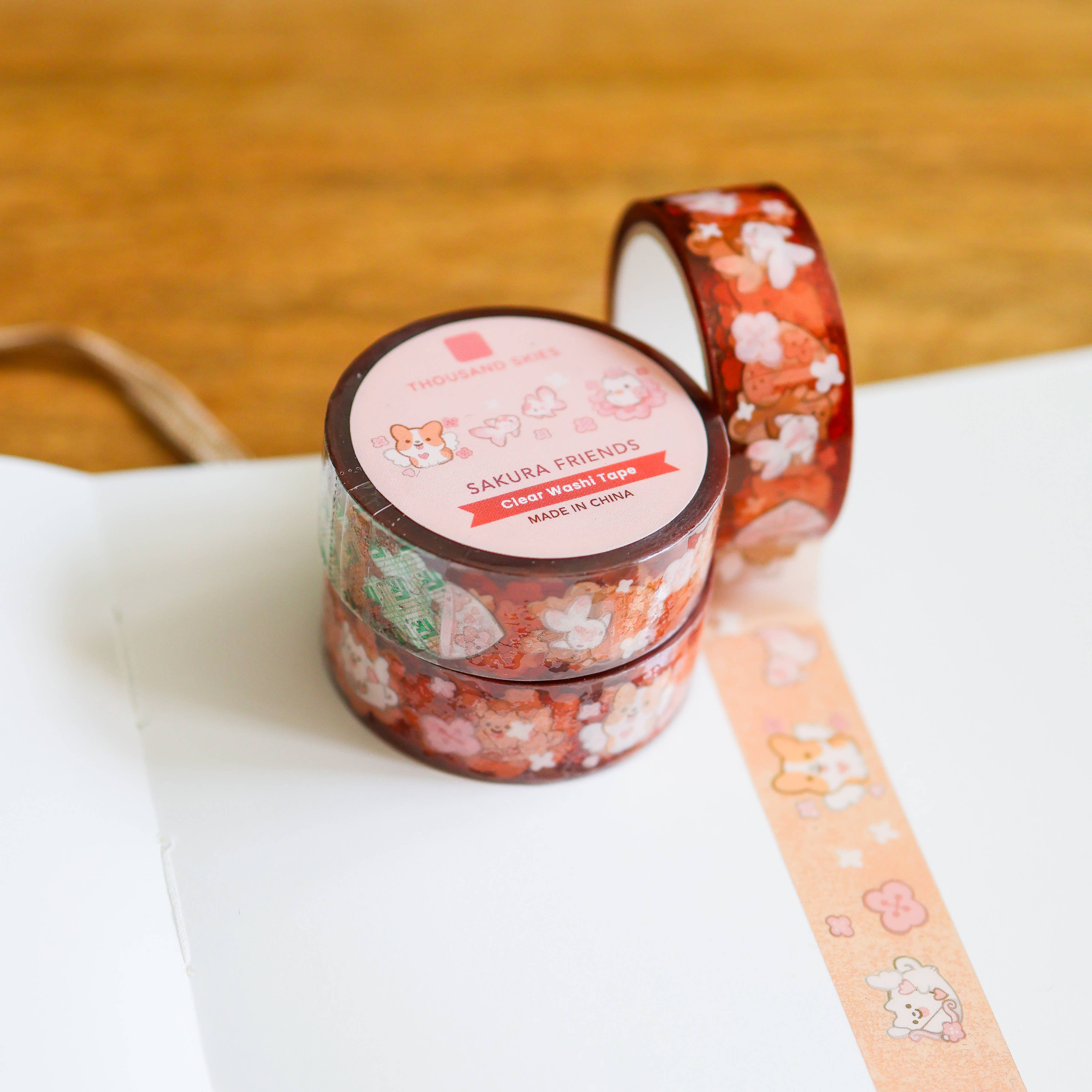 Thousand Skies PET Tape  Sakura Friends PET Tape - 15mm Glossy Finish
