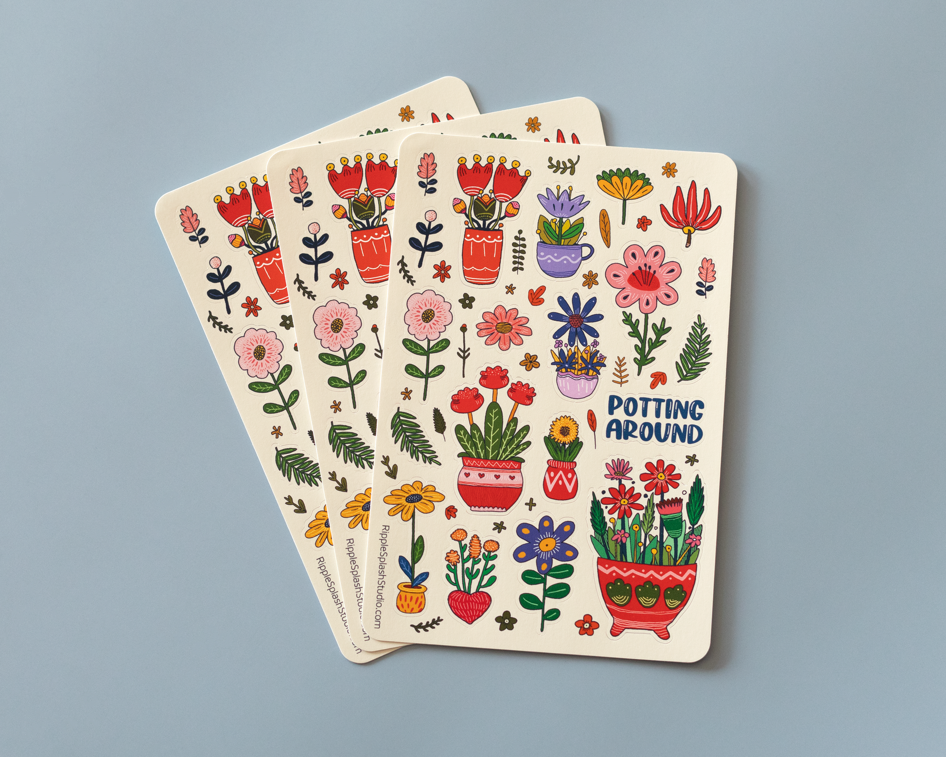 Flower Pot Sticker Sheet by RippleSplash Studio | Papertail Fox