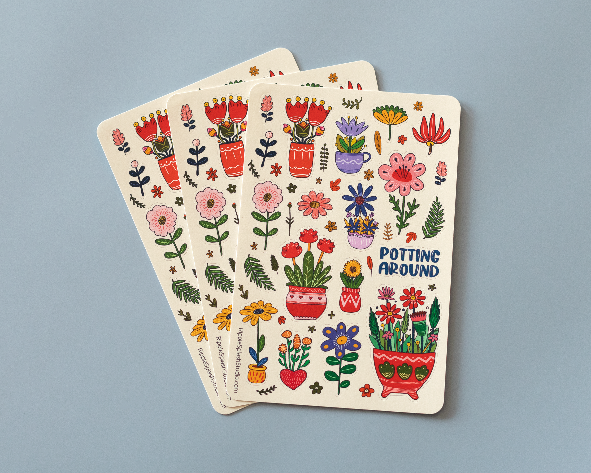 Flower Pot Sticker Sheet by RippleSplash Studio | Papertail Fox