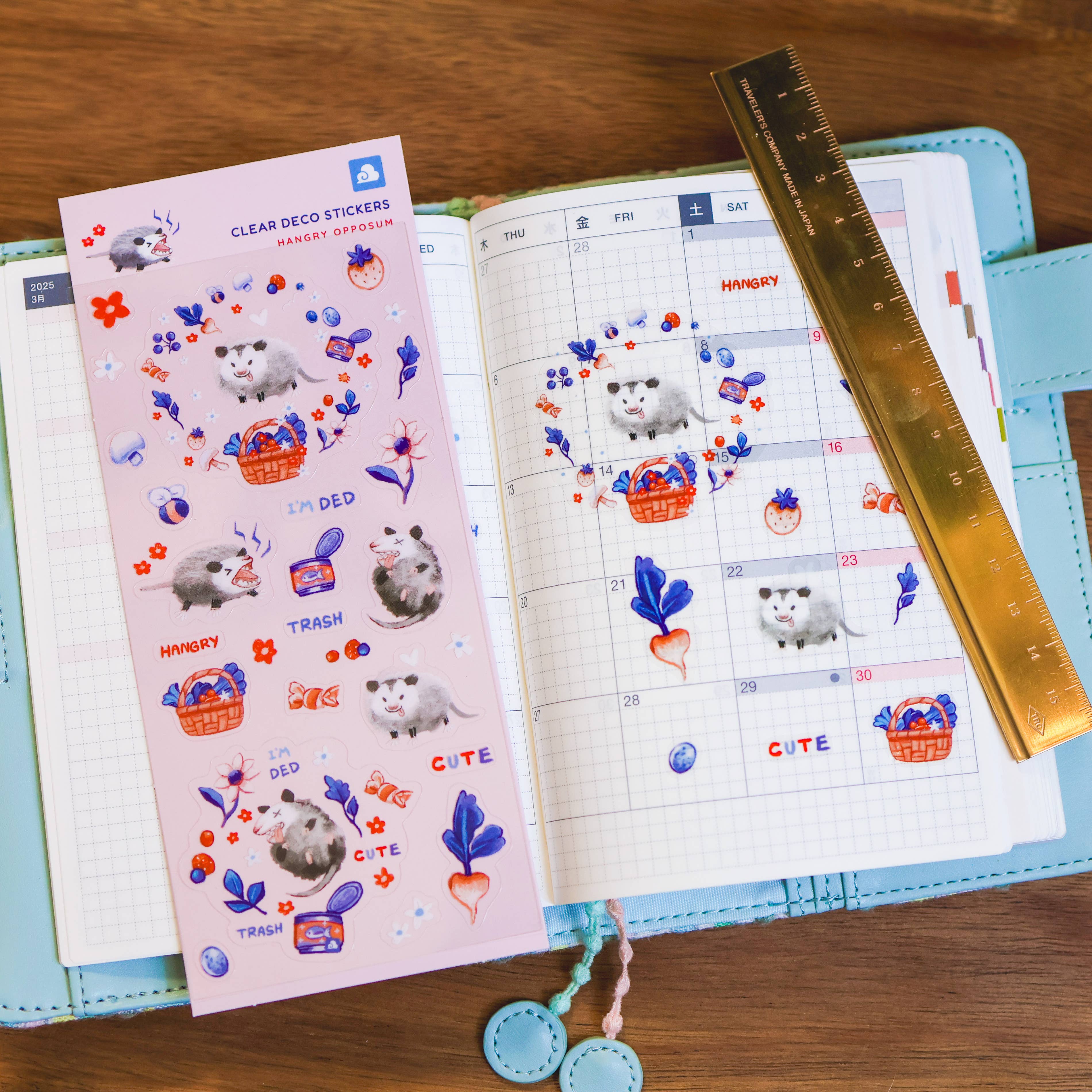 Thousand Skies Hangry Opposum Sticker Sheet - Cute for Journaling