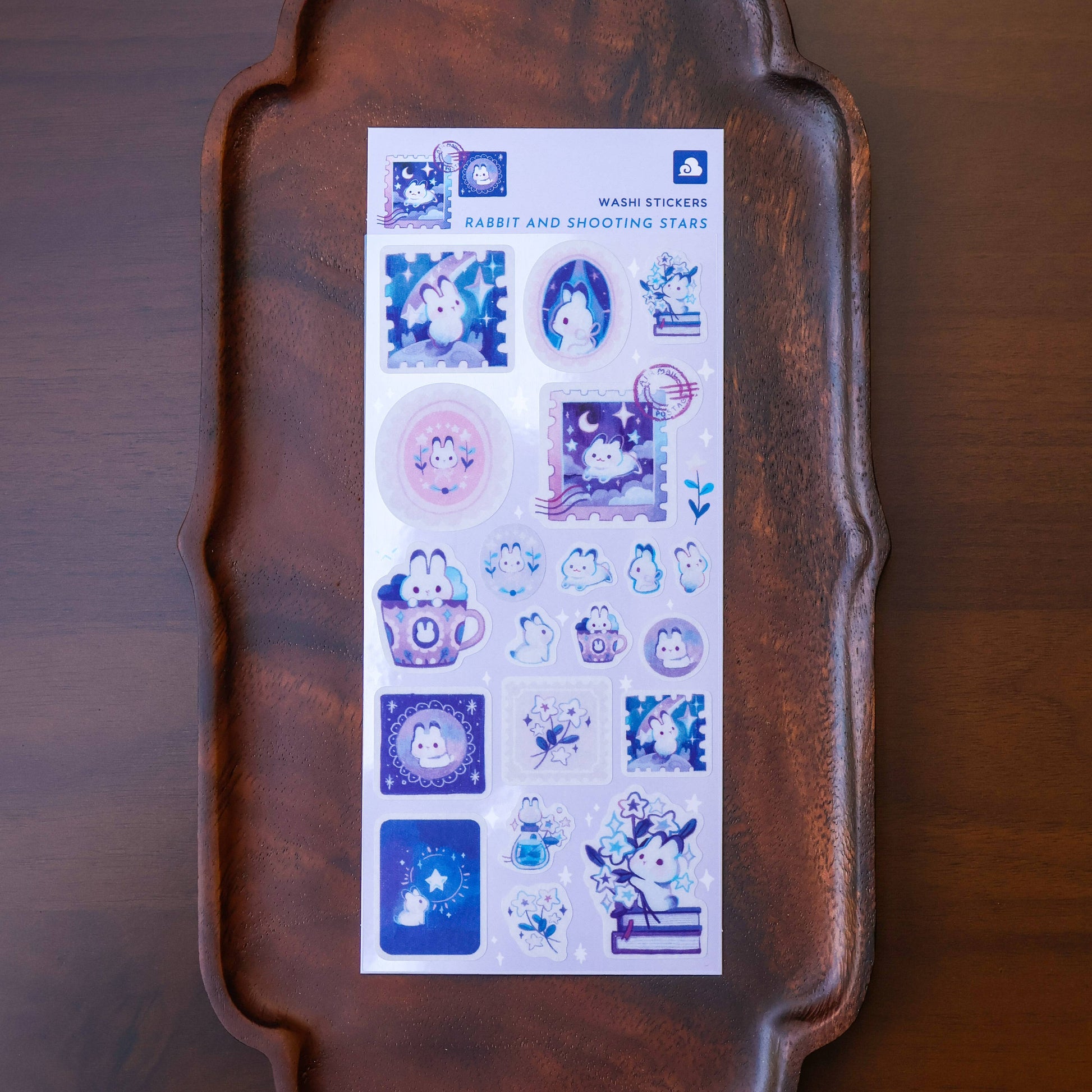 Rabbit and Shooting Stars Washi Sticker Sheet by Thousand Skies | Papertail Fox