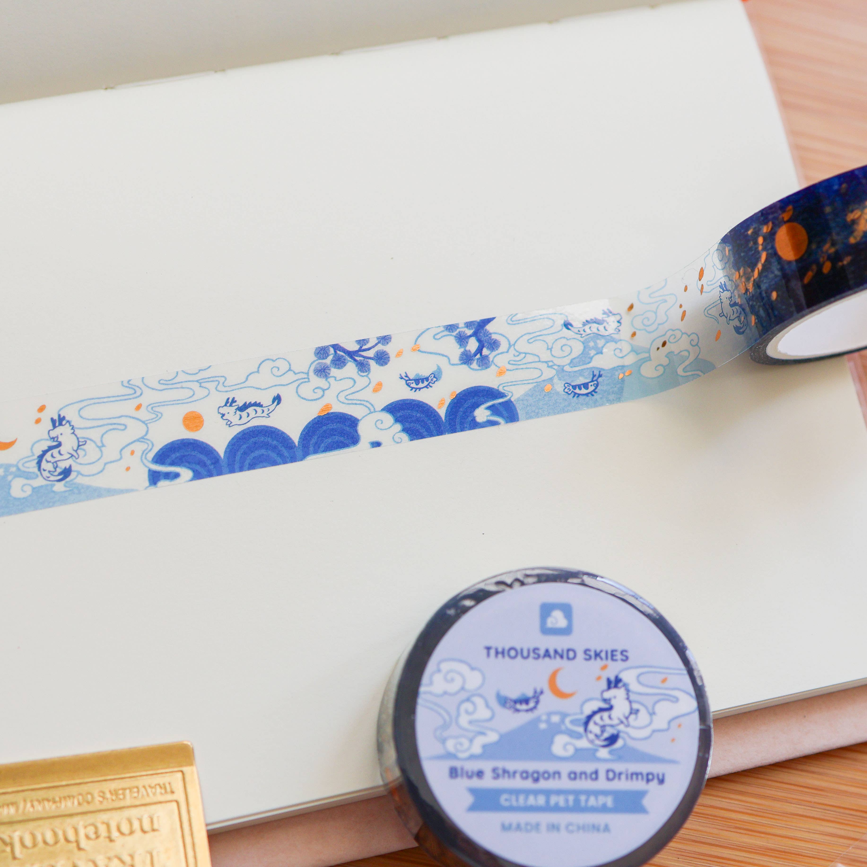 Blue Shragon and Drimpy Foil Clear PET Tape by Thousand Skies | Papertail Fox