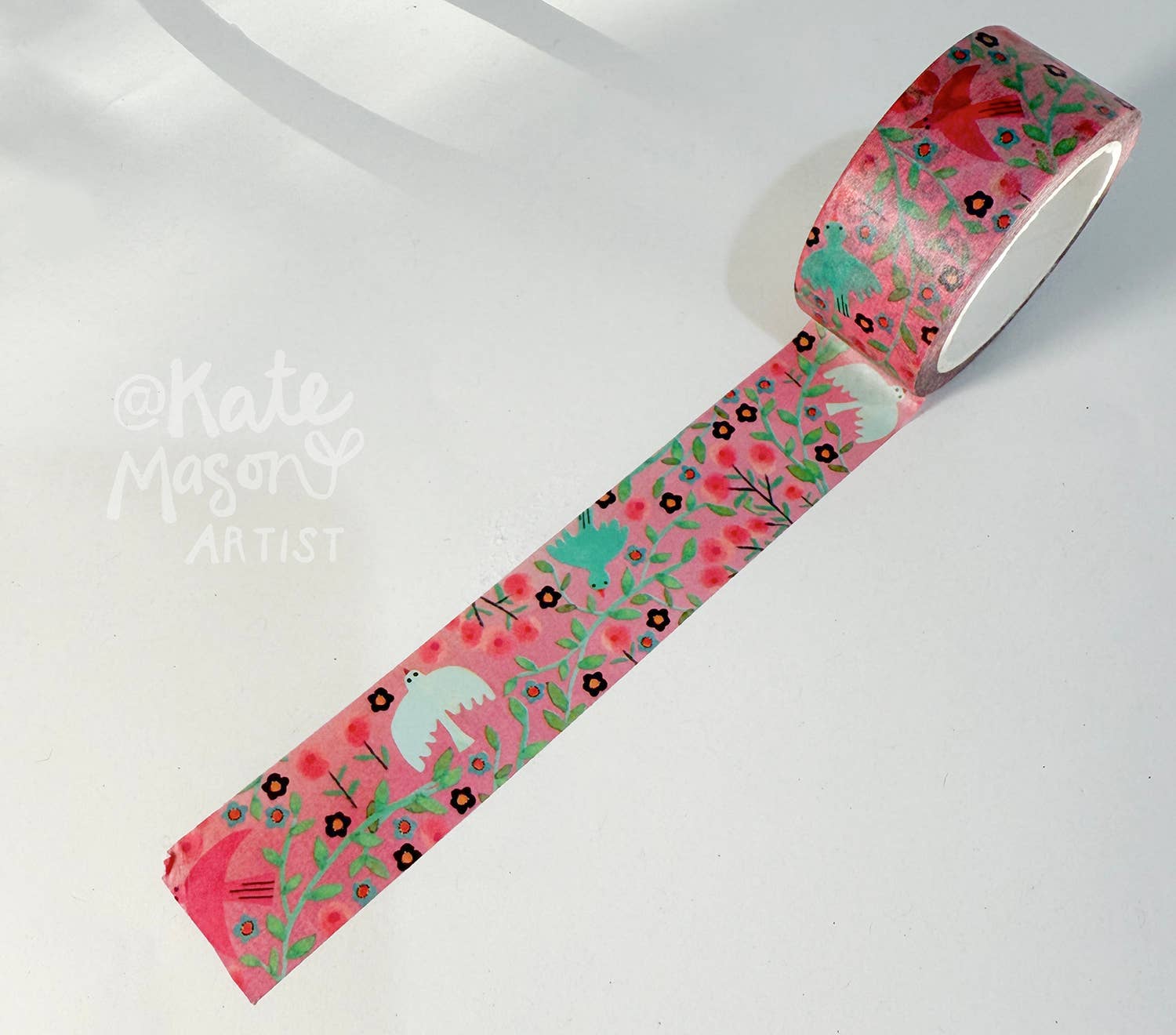 Bird Vine Pink Washi Tape | Kate Mason Artist