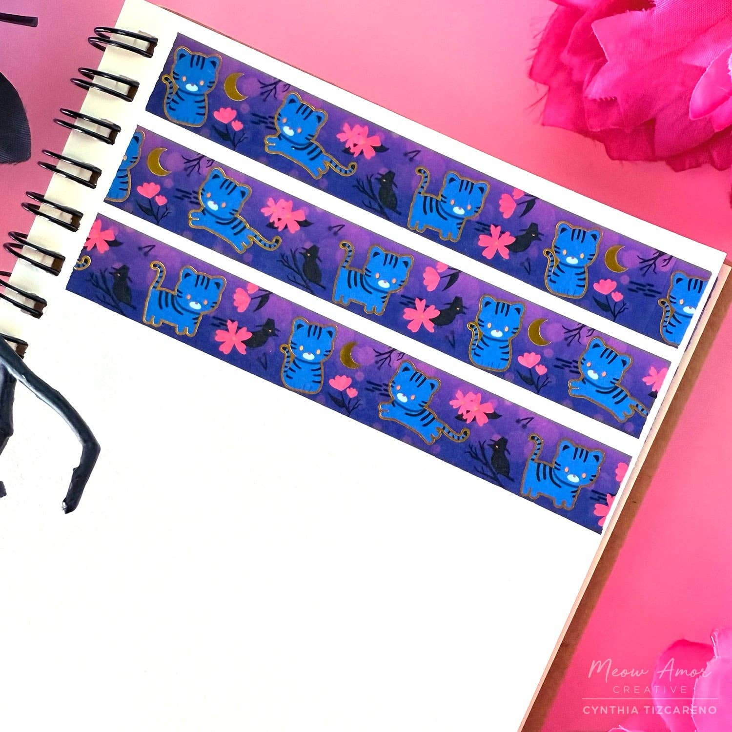 Blue Tiger Gold Foil Washi Tape | Meow Amor Creative