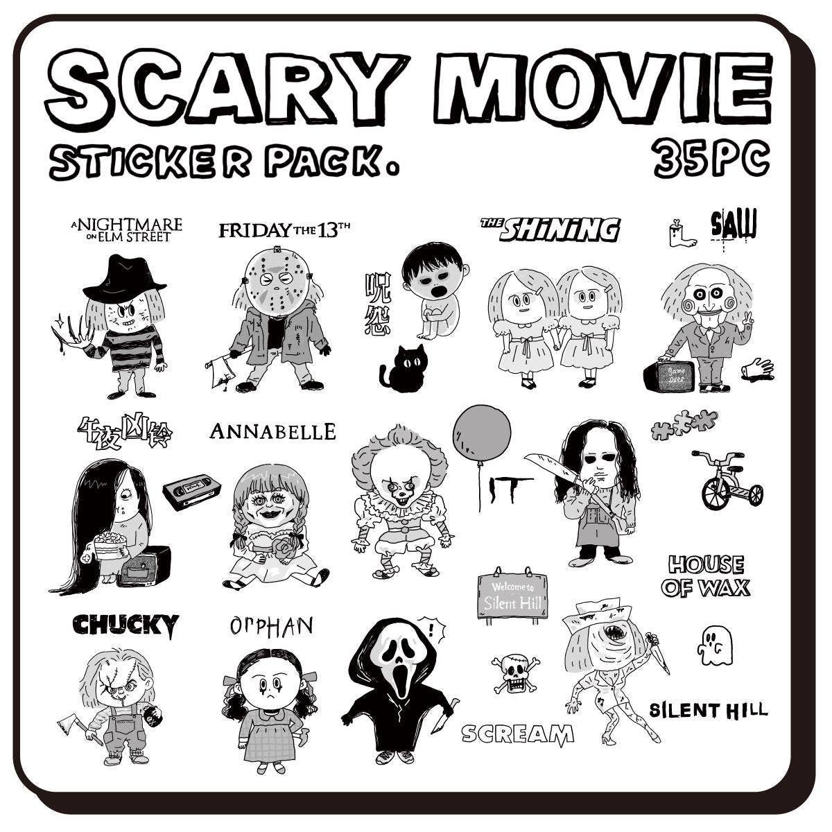 Scary Movie Halloween Sticker Pack by RiN! Studio | Papertail Fox