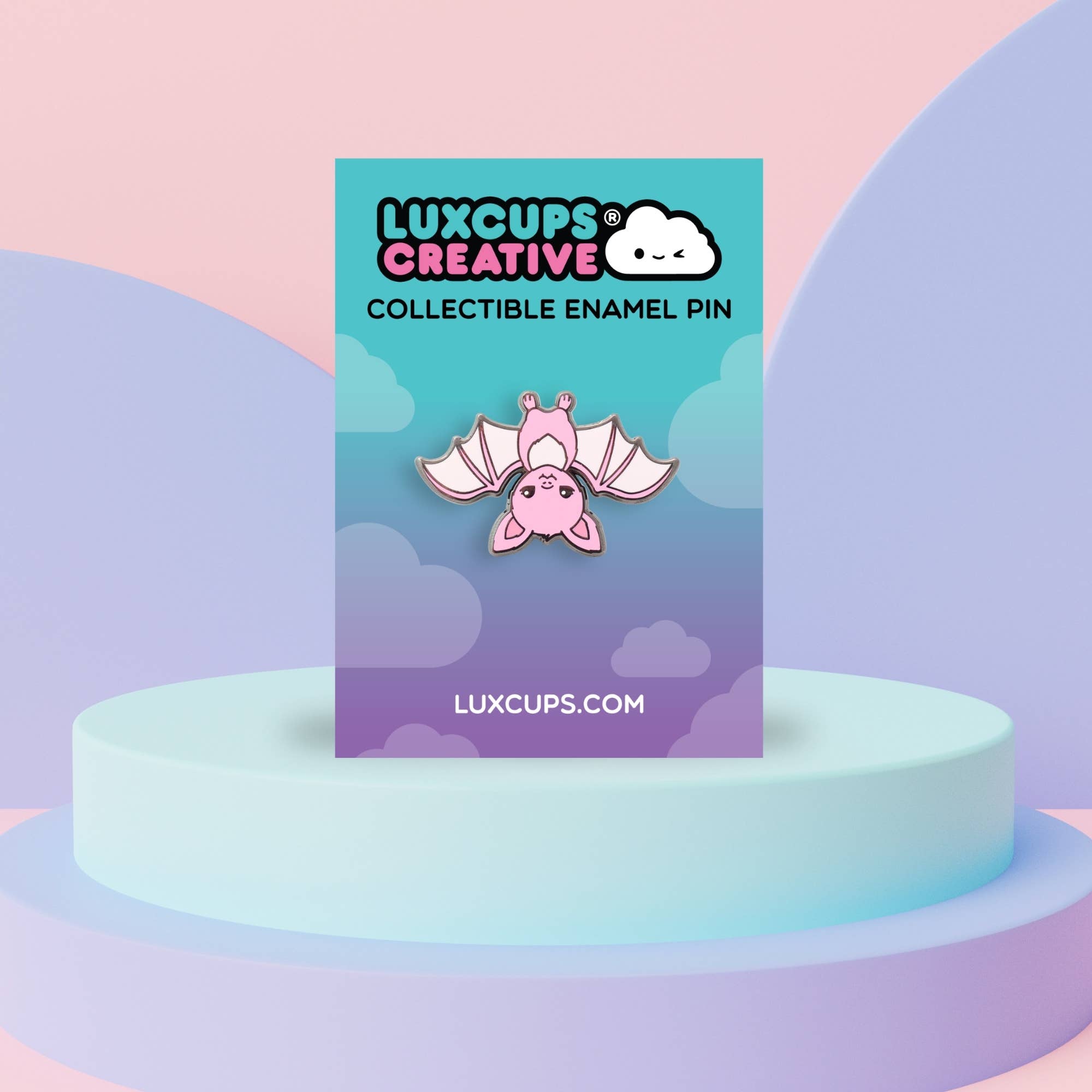 Pink Bat Enamel Pin | LuxCups Creative