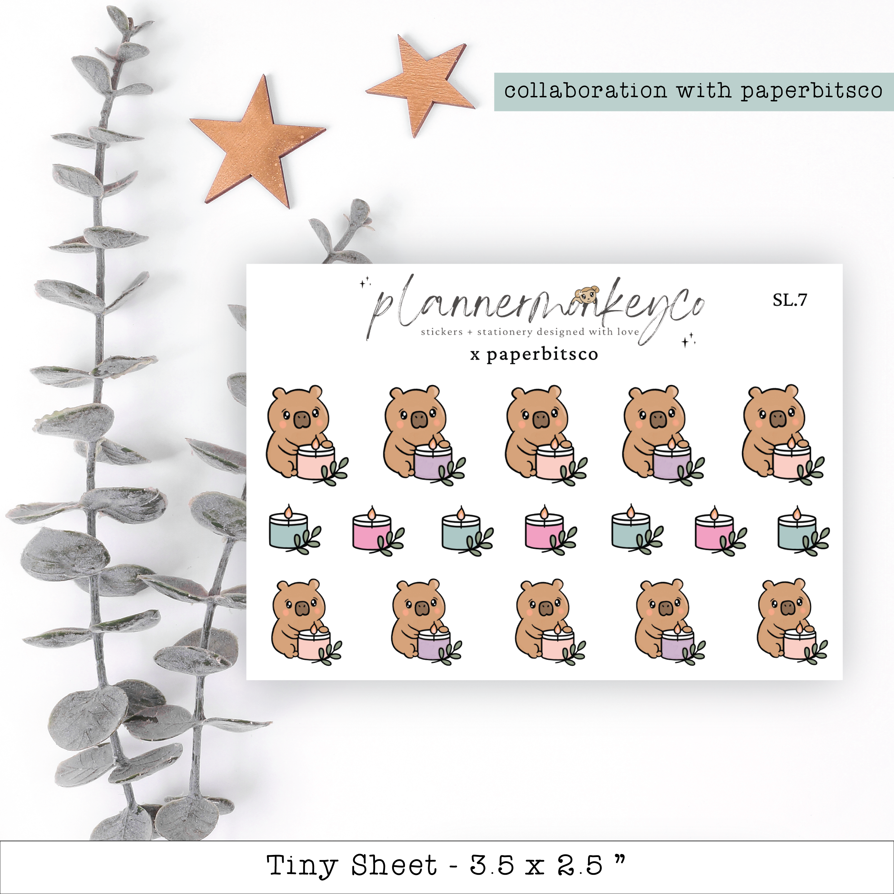 Self Care Candle Millie Tiny Sticker Sheet | Planner Monkey Co